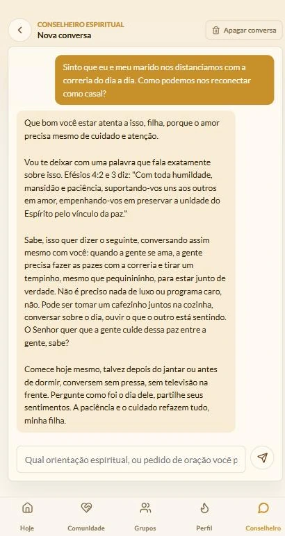 Conversa real com o Conselheiro Espiritual sobre reconectar o casamento